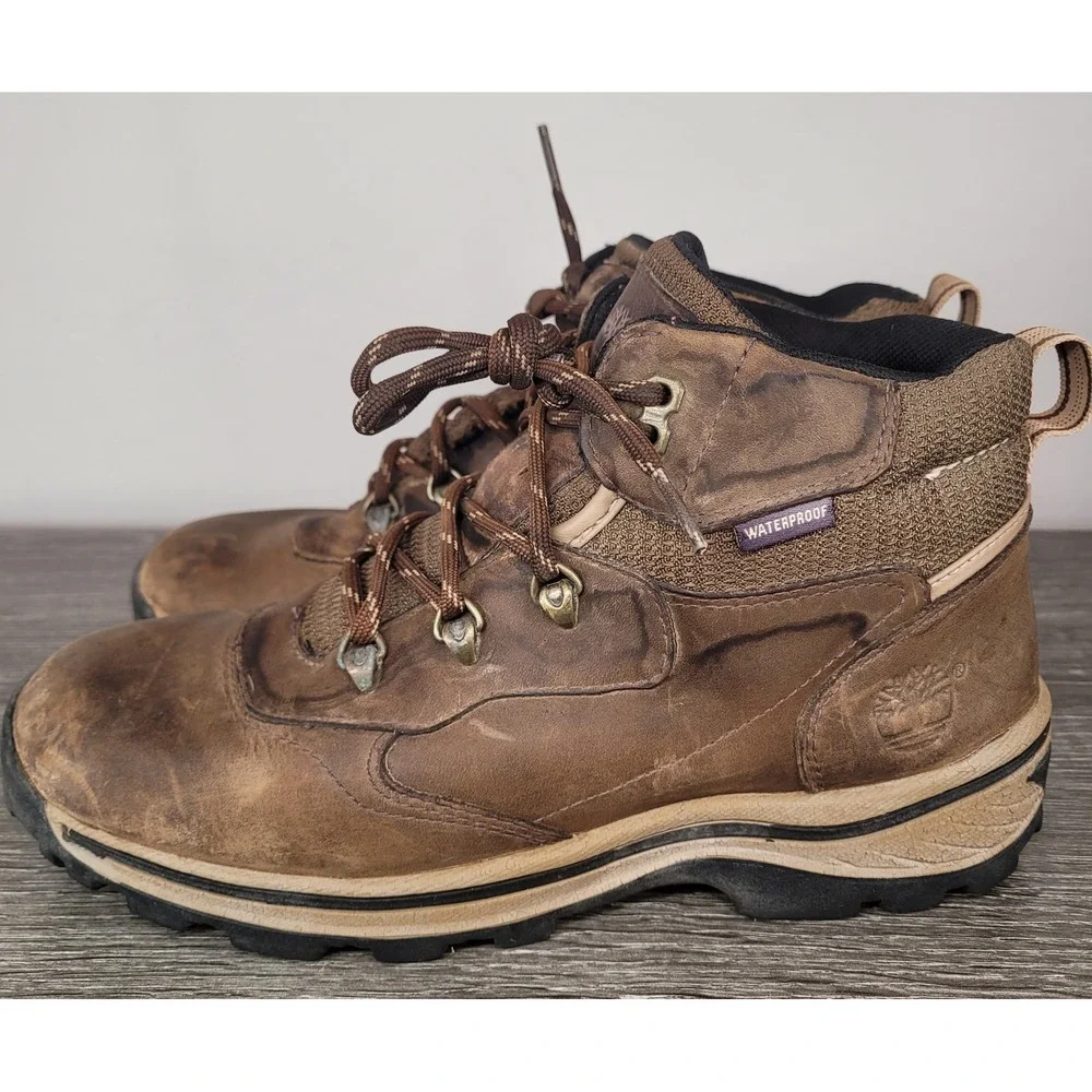 Timberland Waterproof Hiking Boots Boys Size 6.5 US Brown Leather Ankle 66961